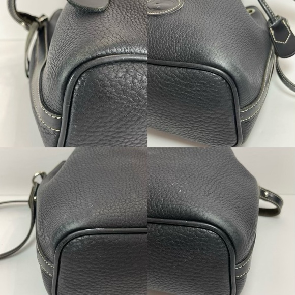 Vintage 90s Dooney & Bourke black pebbled leather drawstring bucket purse - Picture 7 of 14